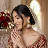 Zaina Gold Maroon Jhumka Earrings